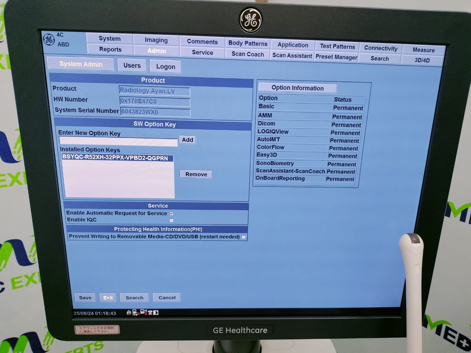 GE Logiq V5 Expert 2019 Manufacturing with Convex and TVS Probes